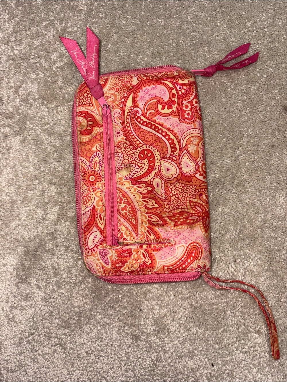 Vera Bradley Coral Pink Paisley Zip Wallet